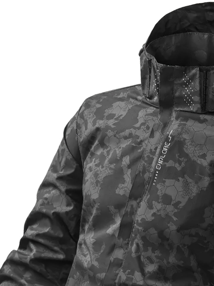 Drune | Tarnmuster Kapuzen-Windbreaker-Outdoorjacke Für Frühling Für Herren - Perfekt für Outdoor-Aktivitäten im Frühling