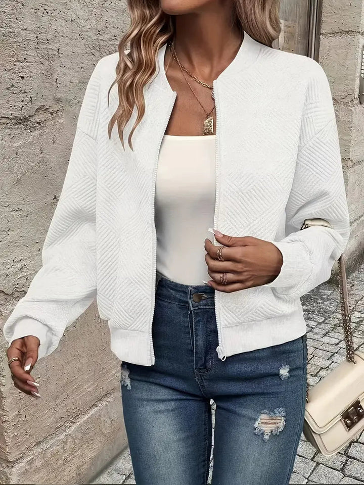 Drune | Cardigan - Damen Herbst Zip-Up Texturierter Cardigan mit Rippbund