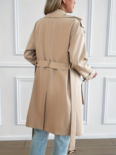 Drune | Trenchcoat in Beige - Klassischer Mantel mit Gürtel & Knopfleiste für Herbst & Frühling