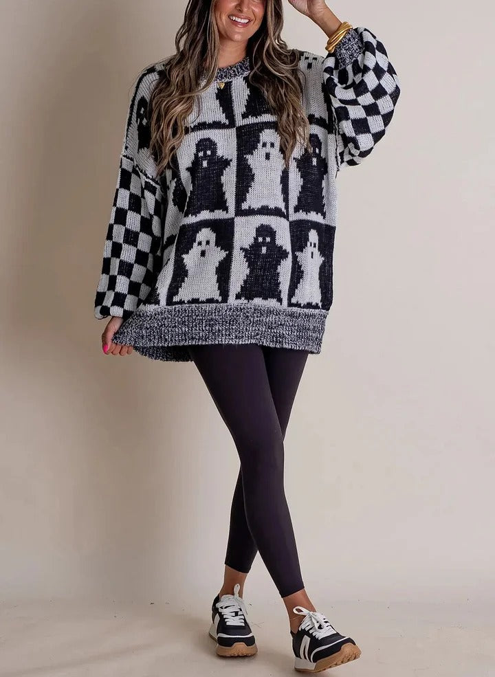 Drune | Halloween Checkered Knit Sweater