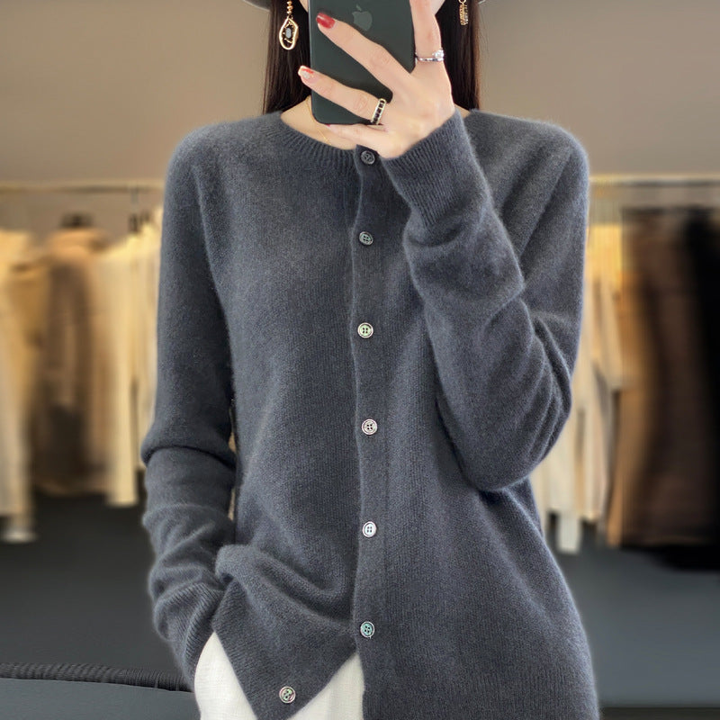 Drune | Lockerer Damen Cashmere Strickjacke Mit Rundhalsausschnitt Aus Hochwertiger Veganer Wolle