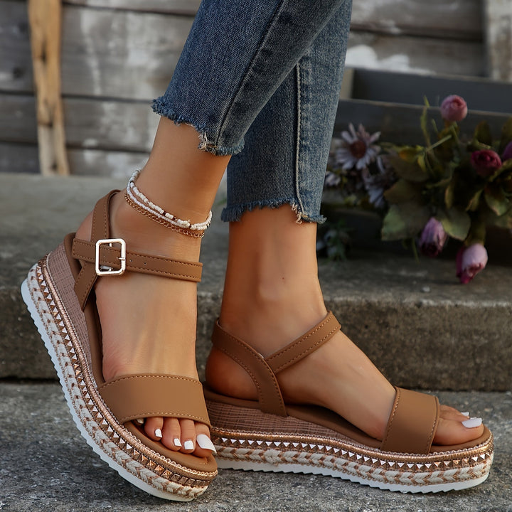 Drune | Elegante Damen Schnalle Komfort Plattform Sandalen