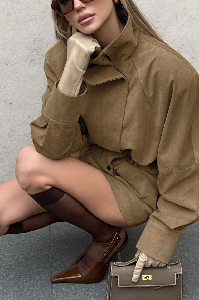 Drune | Nacken geschnallte Taille Wildlederjacke