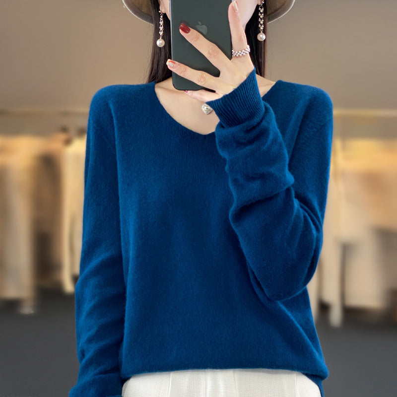 Drune | Lockere Damenpullover mit V-Ausschnitt für Herbst und Winter