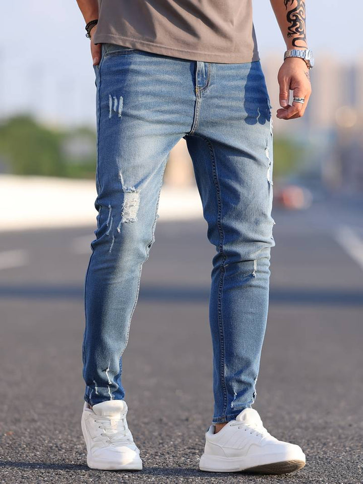 Drune | Skinny Fit Jeans mit Rissen - Stretch Denim Hose für Alltag & Streetwear Style
