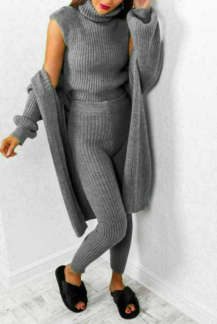 Drune | Damen 3-teiliges Strick-Loungewear