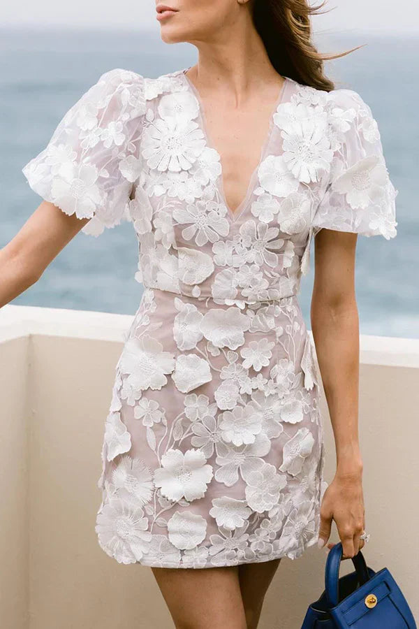 Drune | Blumen Minikleid Mit Puffärmeln Für Frauen