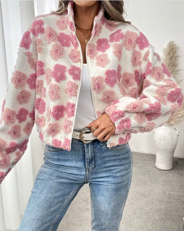 Drune | Cozy fleece jacket with candy floral pattern
