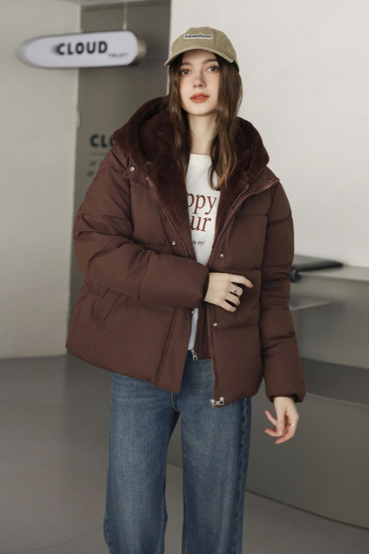 Drune | Fellpaneel gekürzter Pufferjacke