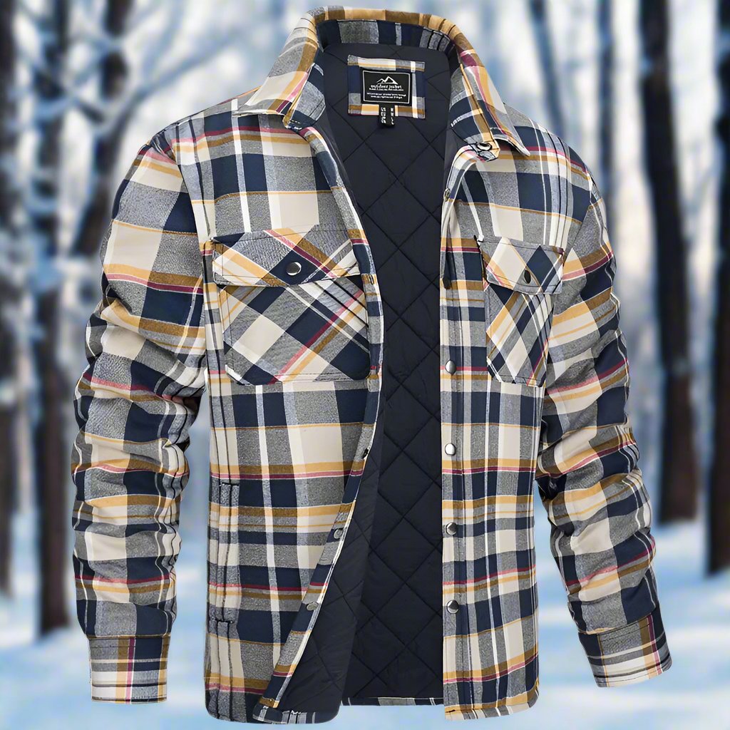 Drune | Shirtjacke Steppflanell Karomuster Druckknöpfe Brusttaschen