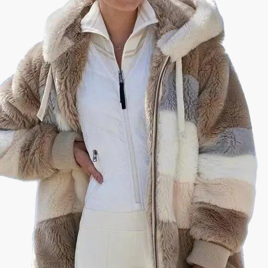 Drune | Winter Kapuzenjacke im Streifen-Design - Modische Freizeitjacke für kalte Tage