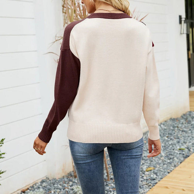 Drune | Strickbluse mit Farbblock Acryl Modern und Komfortabel