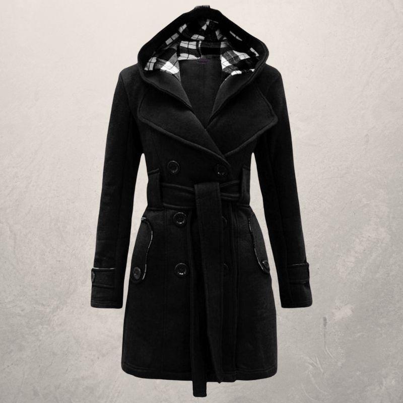 Drune | Trenchcoat Doppelreiher Kapuze Taillengürtel Klassischer Schnitt