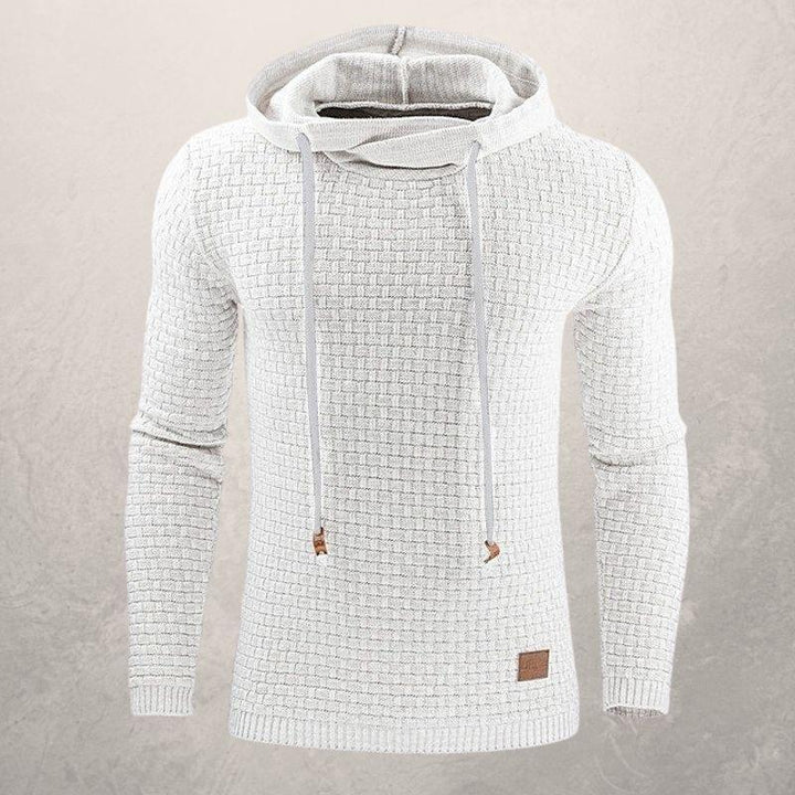 Drune | Slim Fit Kapuzenpullover Korbmuster Strick Kapuzenpullover