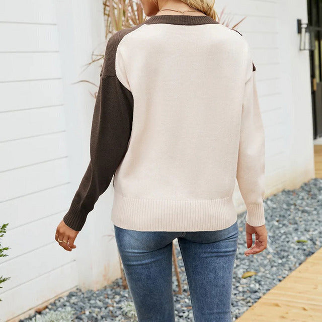 Drune | Strickbluse mit Farbblock Acryl Modern und Komfortabel