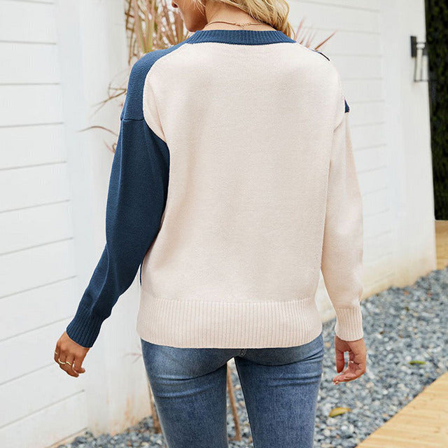 Drune | Strickbluse mit Farbblock Acryl Modern und Komfortabel