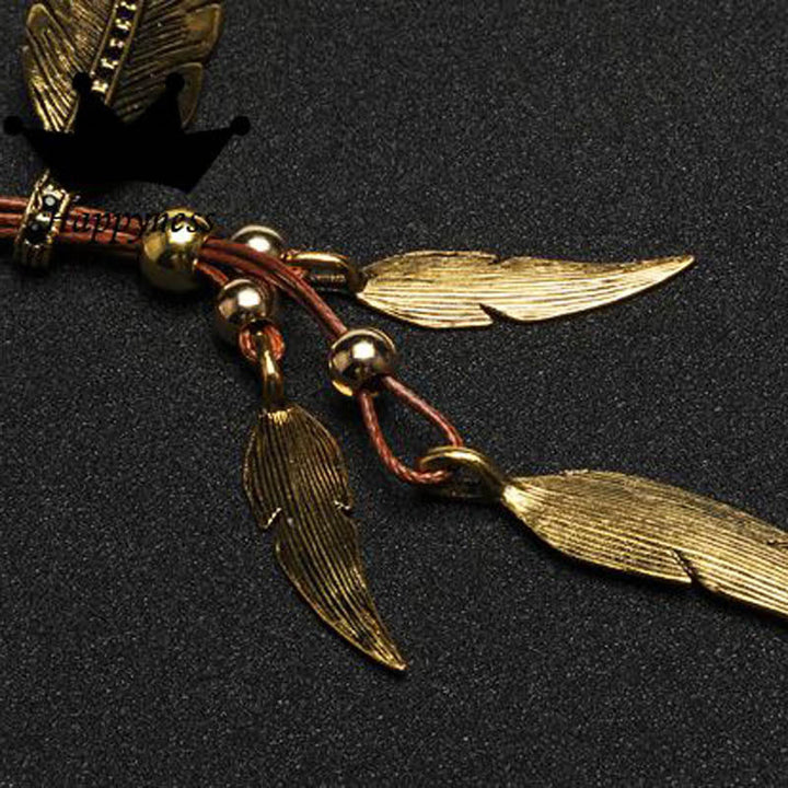 Drune | Goldene Feder Halskette Im Boho Stil