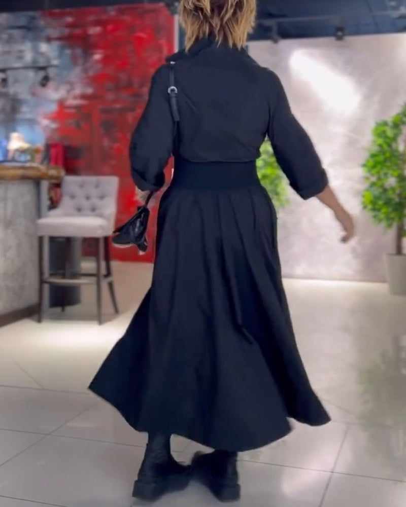 Drune | Einfarbiges Kleid mit Quadratischem Ausschnitt
