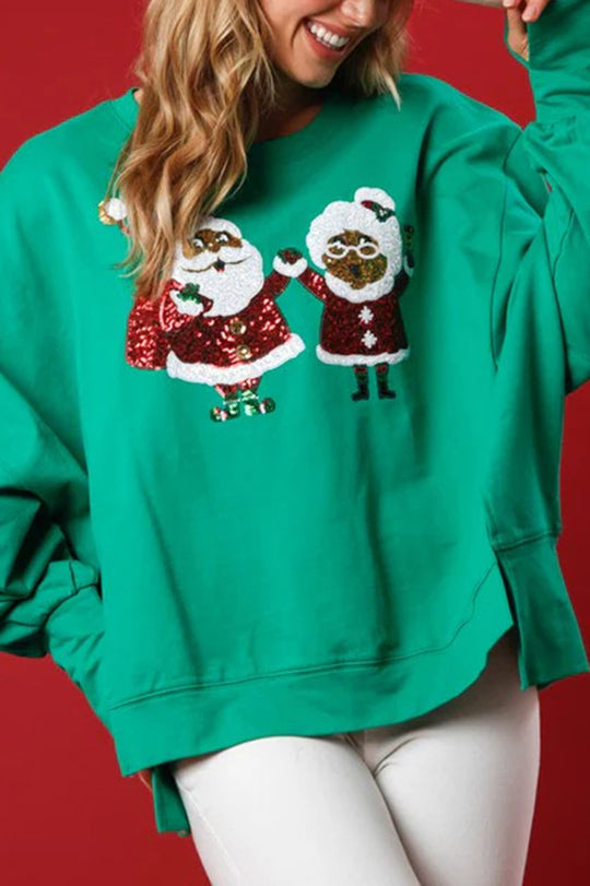 Drune | Weihnachtsmann Pailletten Lässig Lockere Lange Ärmel Sweatshirt