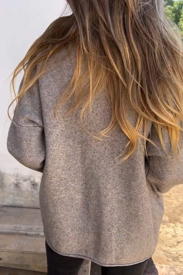 Drune | Farbe Rundhalsausschnitt Langarm Freizeit Reißverschluss Tasche Strickjacke