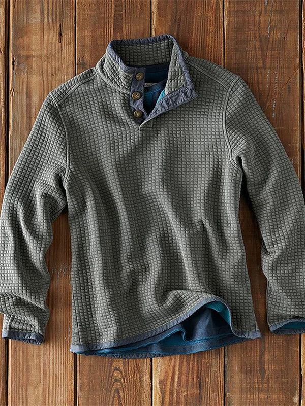 Drune | Strukturiertes Waffelshirt mit Knopfdetails Baumwollmischung Warm und Robust