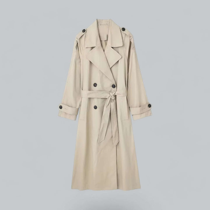Drune | Eleganter doppelt gefütterter Damen-Trenchcoat mit Gürtel