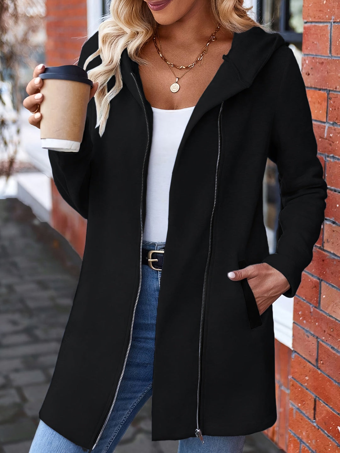 Drune | Reißverschlussjacke mit Kapuze Polyester/baumwolle Lässig und Komfortabel