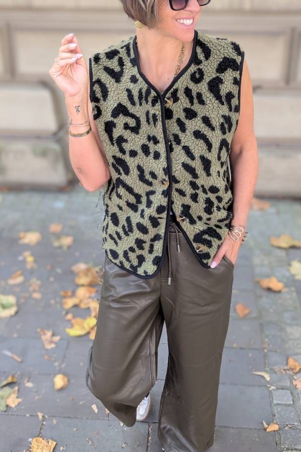 Drune | Leopardenmuster Frontöffnung Lässige Herbst- und Winterweste Jacke