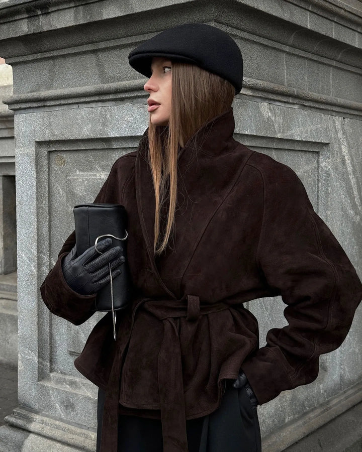 Drune | Retro Wildlederjacke mit langen Ärmeln