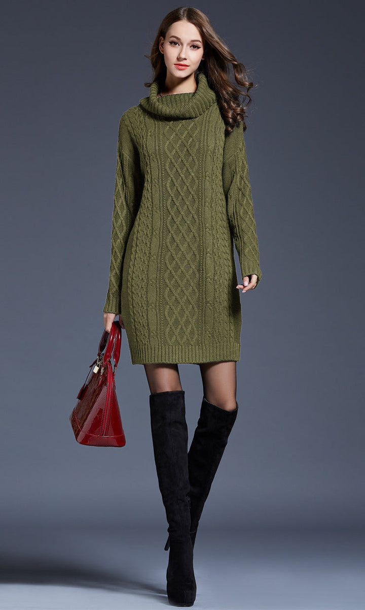 Drune | Hochhals Lange Strickkleid