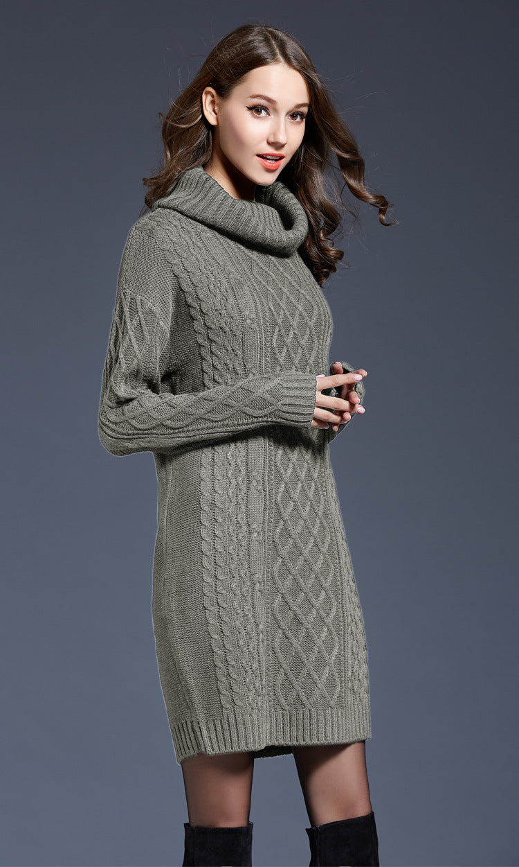 Drune | Hochhals Lange Strickkleid