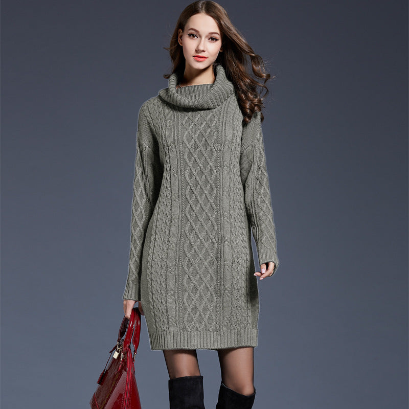 Drune | Hochhals Lange Strickkleid