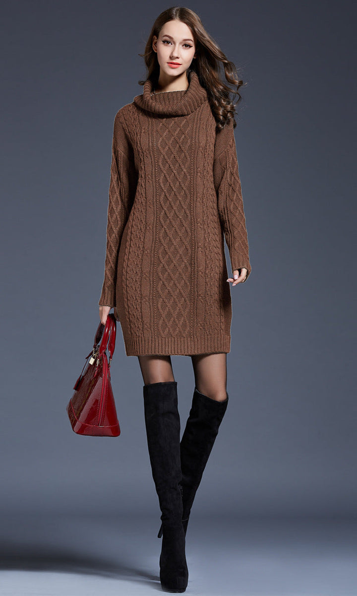 Drune | Hochhals Lange Strickkleid
