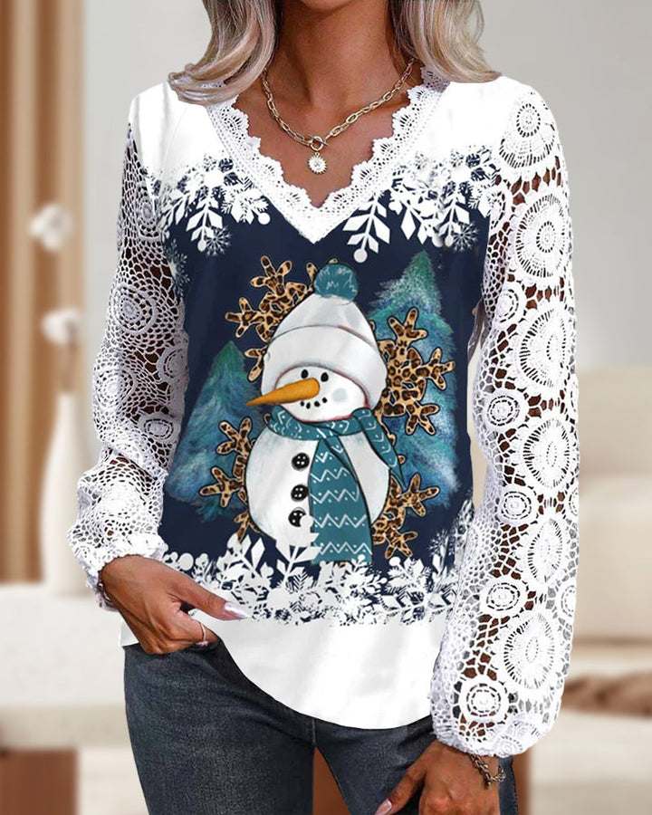 Drune | Christme Schneemannmuster-Hemd