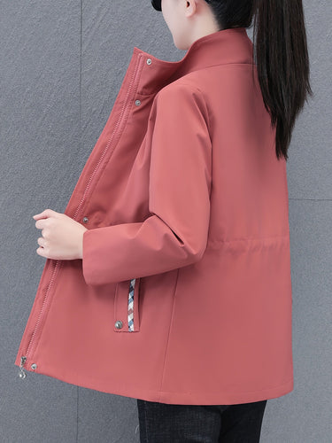 Drune | Mode Rosa Reißverschlussjacke mit Kontrast für einen modernen Look