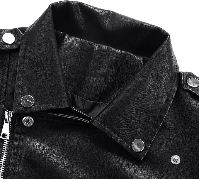 Drune | Gekürzte PU-Leder Bikerjacke mit Asymmetrischem Reißverschluss