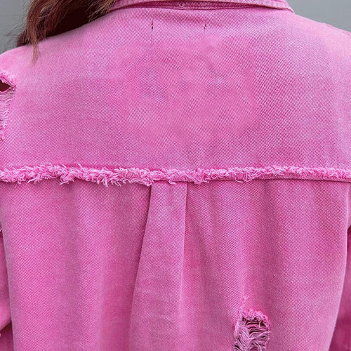 Drune | Ripped Übergrösse Denimjacke