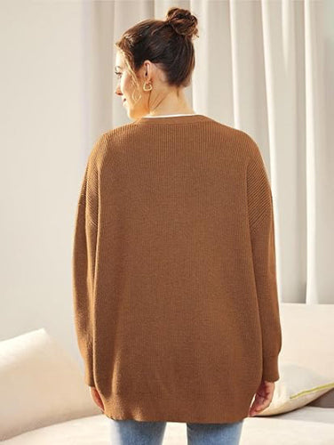Drune | Cardigan - Damen Herbst Oversized V-Ausschnitt Knopf Cardigan