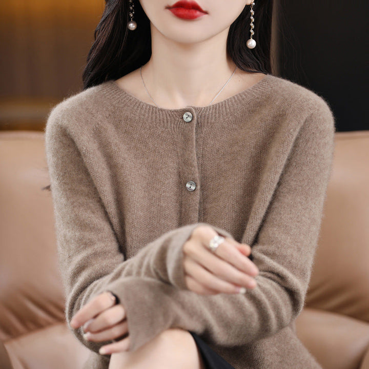 Drune | Lockerer Damen Cashmere Strickjacke Mit Rundhalsausschnitt Aus Hochwertiger Veganer Wolle