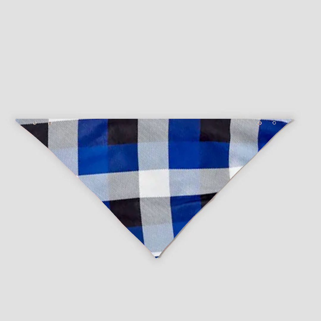 Drune | Paar Marineblau & Weiß Kariertes Pyjama-Set mit Weihnachtsmann und Cartoon-Muster-Druck