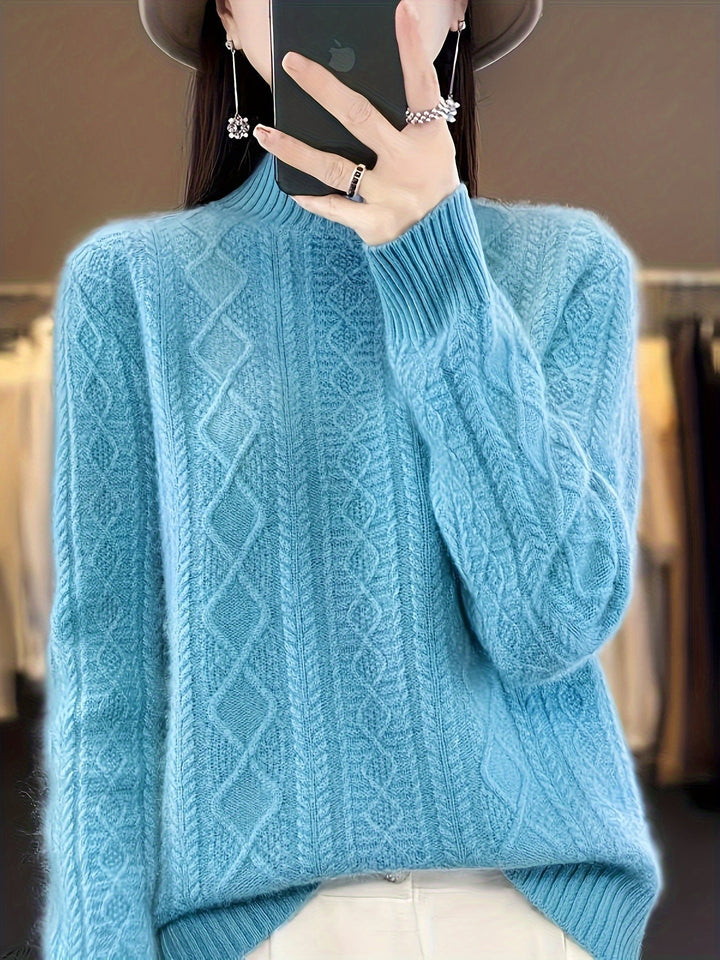 Drune |  Wollstrickpullover mit gemütlichen langen Ärmeln Pullover Damen - Perfekt für Freizeitkleidung