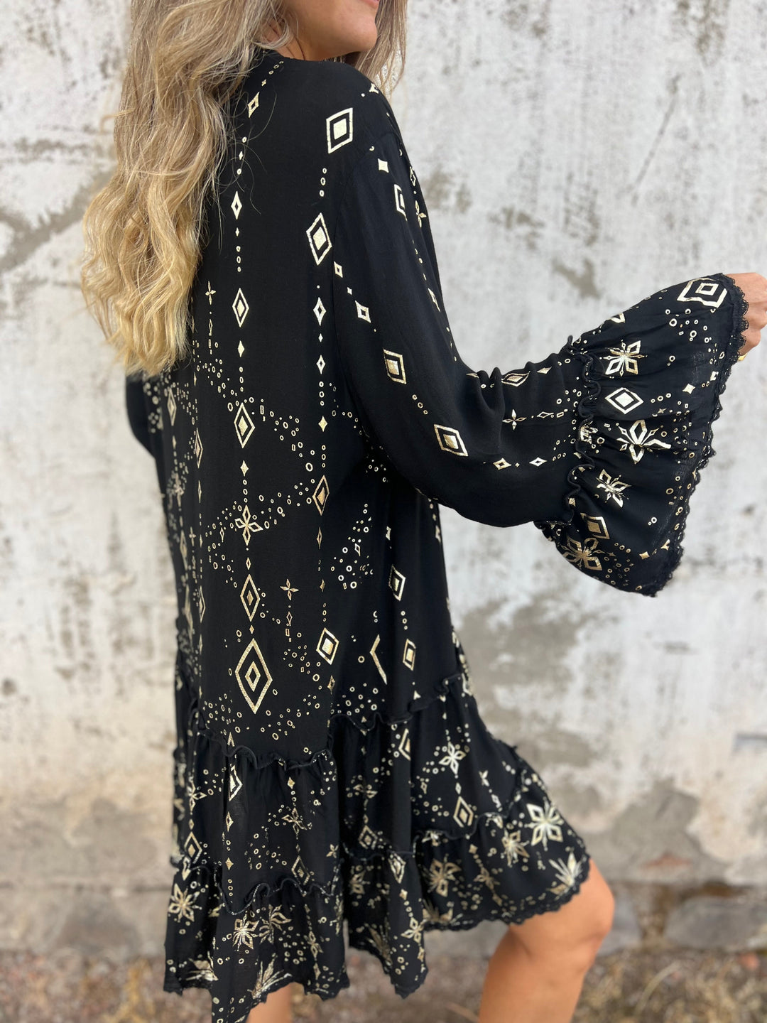 Drune | Boho Metallic Hemdkleid
