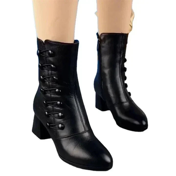 Drune | leder-damenstiefel aus grobem leder