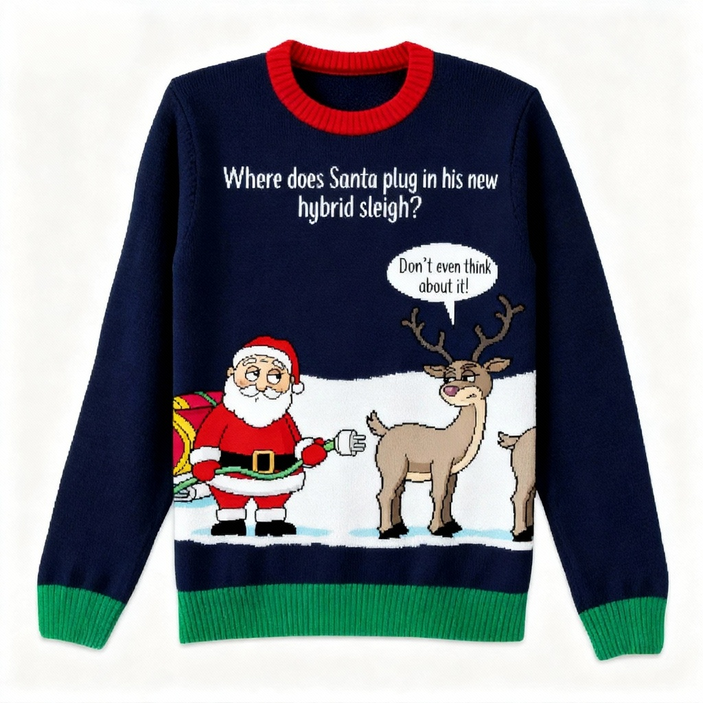Drune | Festlich & Furchtlos: Goofy Santa Print Weihnachts-Pullover