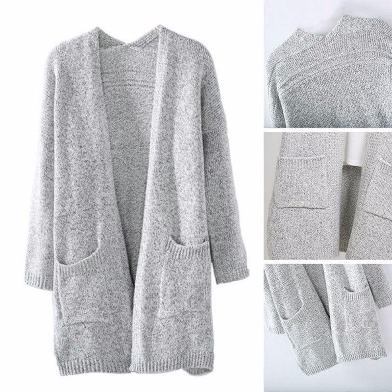 Damen Langer Strickcardigan mit praktischen Taschen und lässigem Schnitt Drune