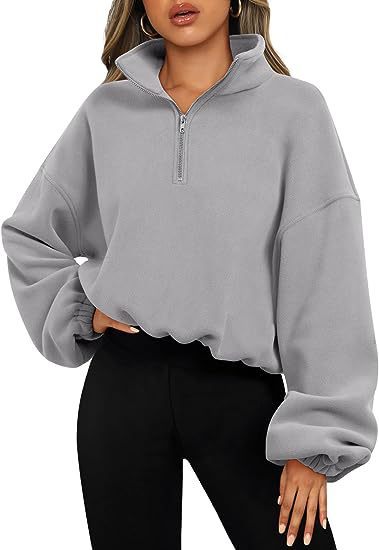 Drune | Damen Sweatshirt mit Halb-Zip und Stehkragen