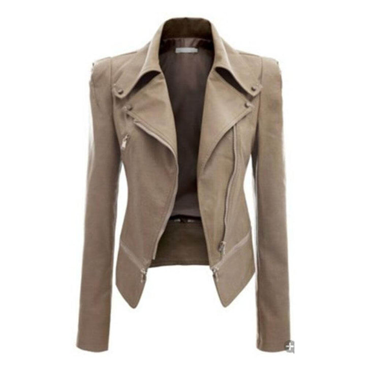 Drune | Damen Slim Fit PU Leder Zip-Up Jacke