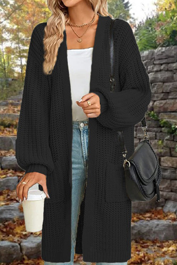 Drune | Länge Locker Oversized Doppelte Tasche Cardigan Sweater Jacke