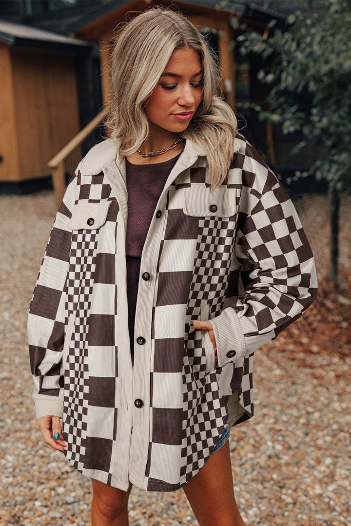 Drune | Skakternet Hemdjacke Baumwollmischung Modern und Stilvoll