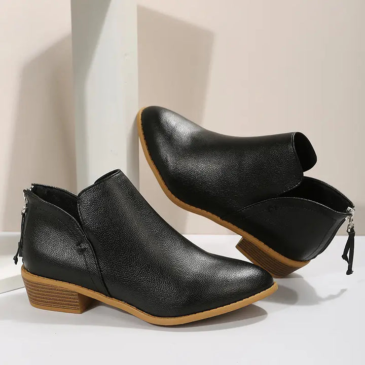 Drune | V-Ausschnitt Chic Dicke Absatzstiefel für Damen